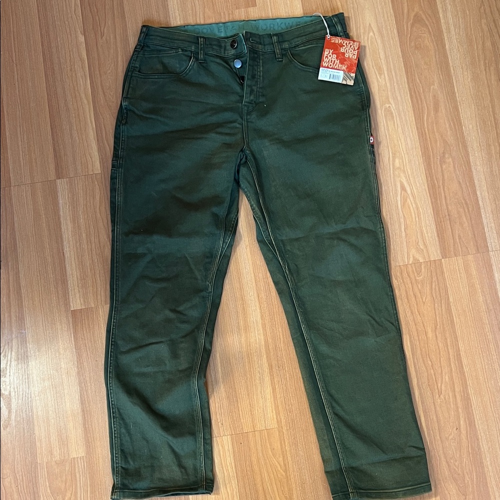 NWT Women's Boot Cut Jeans in Olive Green by Dovetail Workwear